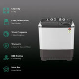 LG 9.5kg Dark Gray Semi-Auto Washer - Effortless laundry with Roller Jet Pulsator.