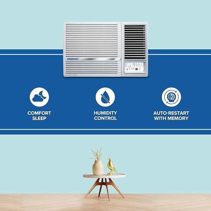 Blue Star 1.5 Ton 5 Star Inverter Window AC | Copper Coil | Multi Sensors | Blue Fins Protection | WIA518LXU