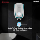Havells Instanio 3L Instant Water Heater(Geyser)| Temp. Sensing LED Indicator| Rust & Shock Proof Body| ISI Marked|Warranty: 5 year on Inner Tank| High Rise Compatible (White Blue)