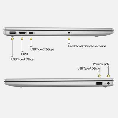 HP 15-fd0745TU Laptop (15.6", Natural Silver) | Intel Core i3 13th Gen | 12GB RAM | 512GB SSD | Windows 11 Home | Thin & Light | High-Performance Everyday Laptop