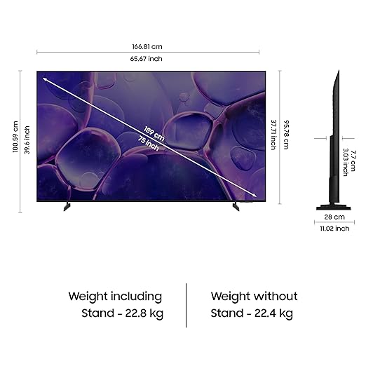 Samsung 189 cm (75 inches) Crystal 4K Ultra HD Smart LED TV UA75U8300 (Black) | HDR | Smart TV