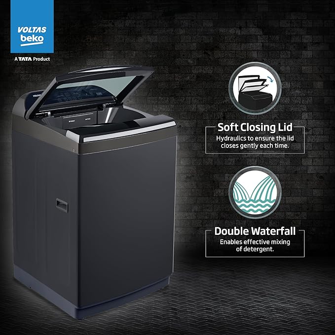 Voltas Beko 9 Kg 5 Star Fully Automatic Top Load Washing Machine | Inbuilt Heater | Anti-Bacterial Wash Technology | Dark Grey | WTL9006UEAH