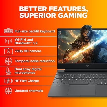 HP Victus Gaming Laptop, AMD Ryzen 5 5600H, 4GB RTX 3050 GPU, 15.6-inch (39.6 cm) FHD IPS 144Hz, 8GB DDR4, 512GB SSD, Backlit KB, 9ms Response time (Win 11, MSO, Silver, 2.37 kg),FB0050AX