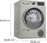 Bosch 9 Kg Silver Inox Tumble Dryer – Series 4 Condenser Model WPG24108IN