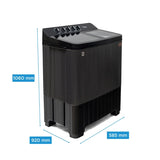 Midea MWMSA120GDX 12 Kg Semi-Automatic Twin Tub Washing Machine | Dual Wave Pulsator, Glass Lid, Black/Grey