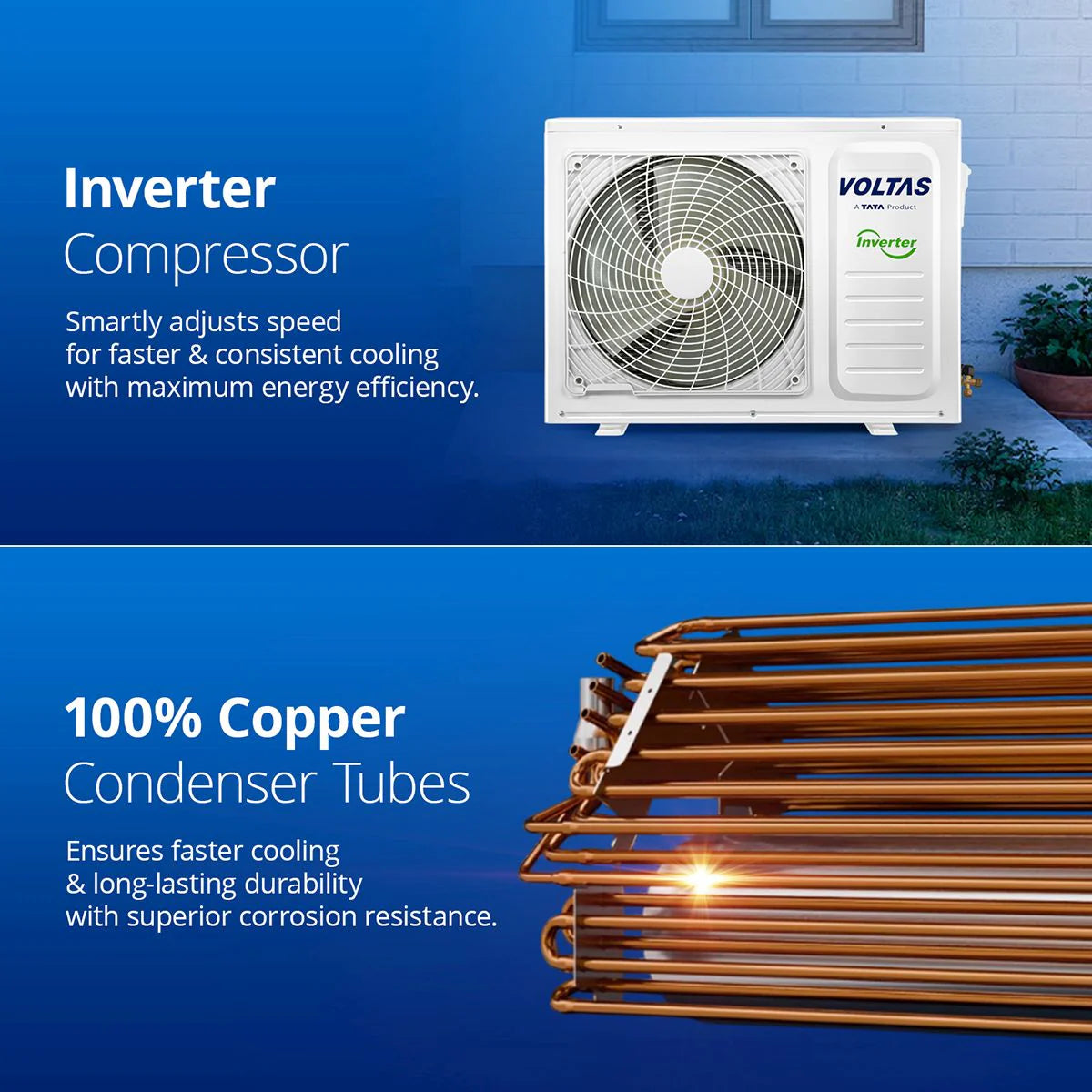 Voltas Smart Air Inverter AC, 1.5 Ton, 3 star - 183V Zephyr Gold
