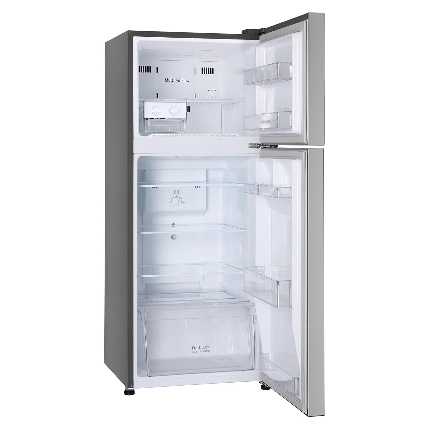 LG 242 L, 2 Star, Smart Inverter Compressor, Multi Air Flow, Frost-Free Double Door Refrigerator (GL-N292DPZY, Shiny Steel