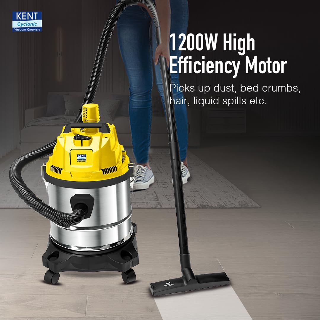 KENT KSL-612 1200W Wet & Dry Vacuum Cleaner with Blower Function (High Power Motor, Metallic Silver)