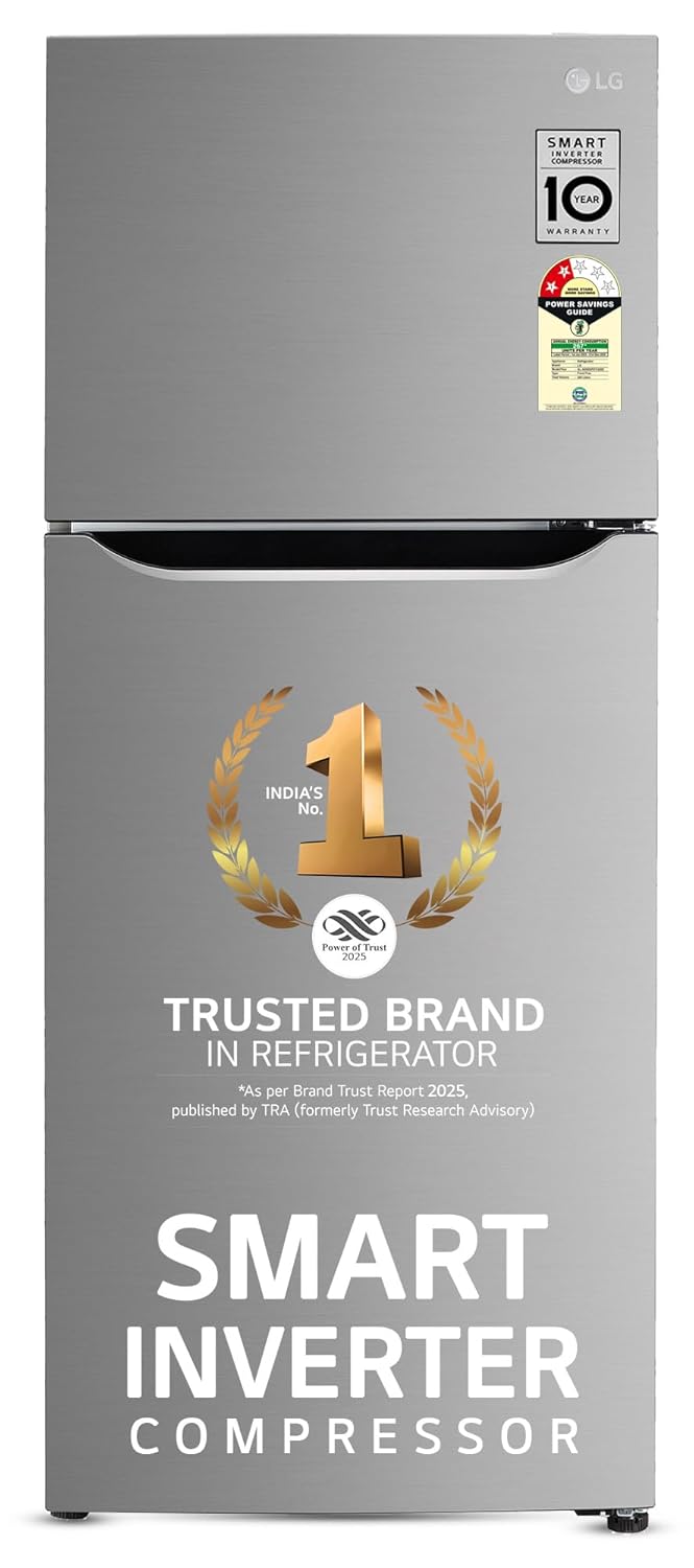 LG 242 L, 2 Star, Smart Inverter Compressor, Multi Air Flow, Frost-Free Double Door Refrigerator (GL-N292DPZY, Shiny Steel