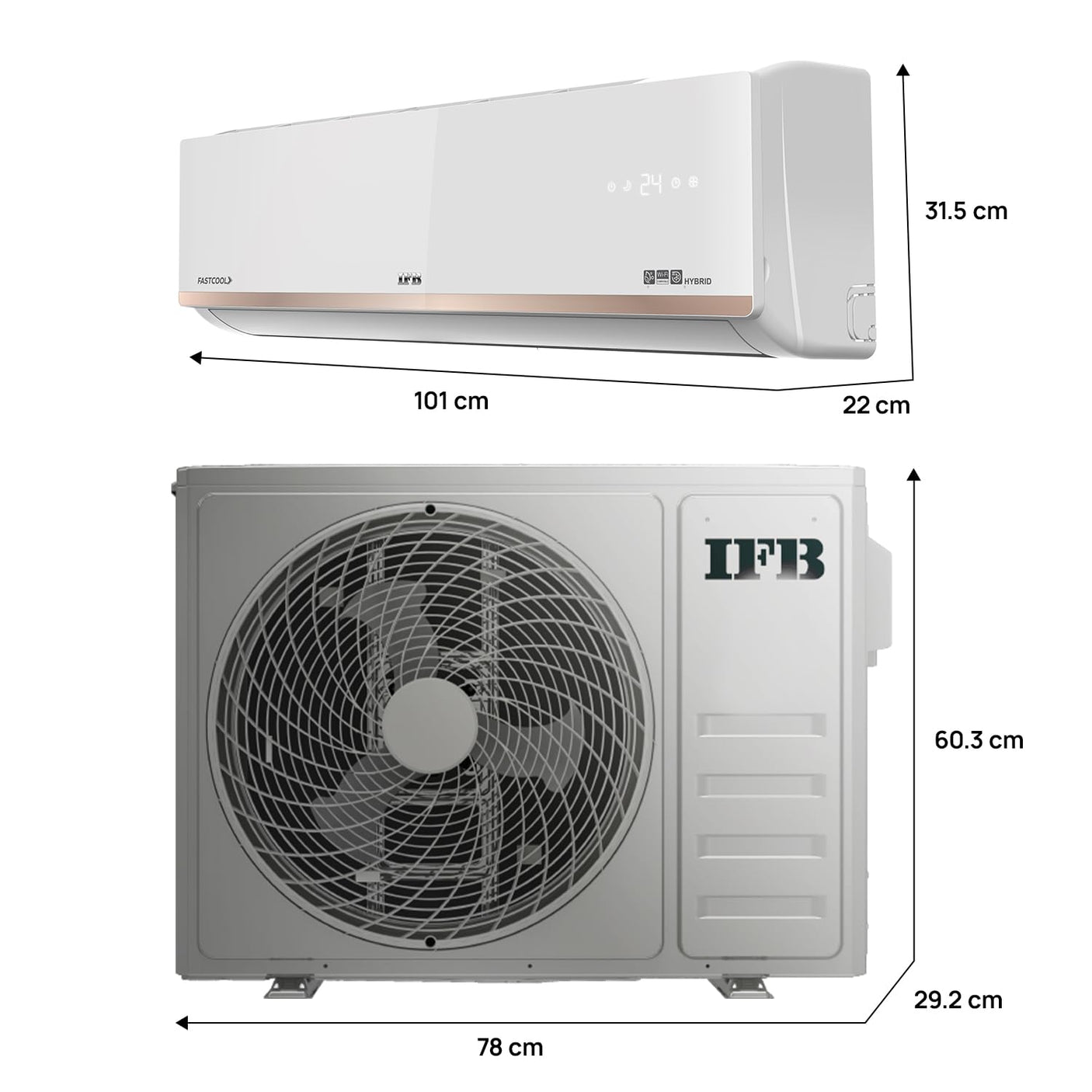 IFB Gold Pro Series 1.5 Ton 5 Star Split AC with Hybrid Technology, Works upto 55°C, 4-Way Swing, Higher Cooling Capacity, Self-Clean & AI - White (CI205GN32RGN1, Copper Condenser,2025 Model)