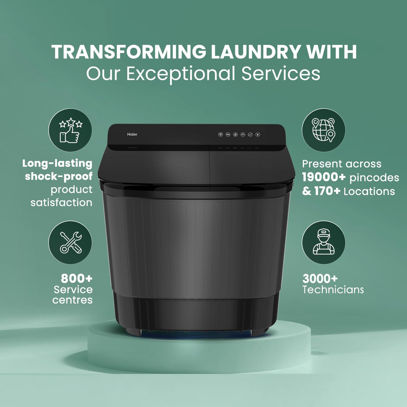 Haier 14 kg 5 Star Semi Automatic Washing Machine with Magic Filter (HTW140-178BK, Black)