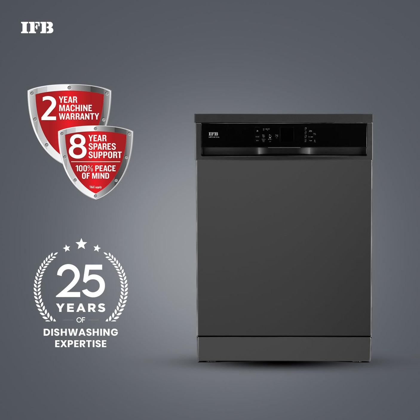 IFB 14 Place Setting 70 Degree Hot Wash Dishwasher (Neptune VX14, Grey)