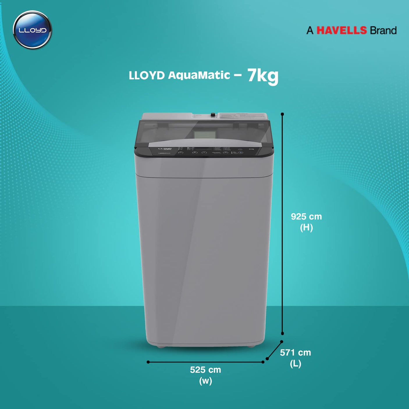 Havells-Lloyd 7.0 Kg Fully Automatic Top Load Washing Machine GLWMT70GLGAM, Light Grey, Toughened Glass Lids, Free 1 Year Extended warranty