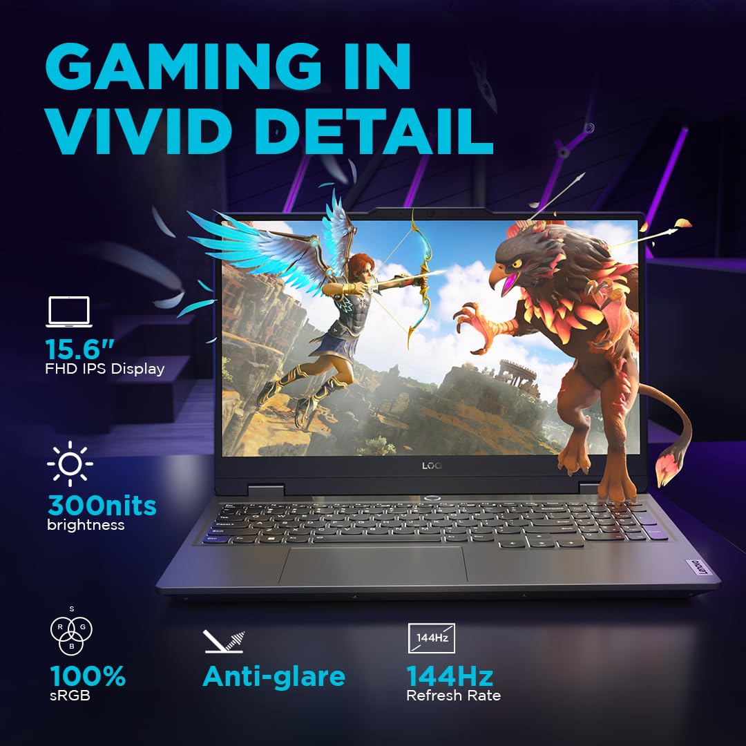 Lenovo LOQ AMD Ryzen 7 7435HS | NVIDIA RTX 3050A 4GB (24GB RAM/512GB SSD/144Hz Refresh Rate/15.6" (39.6cm)/Windows 11/Office Home 2024/3 Mon. Game Pass/Grey/2.4Kg), 83JC00GDIN AI Gaming Laptop