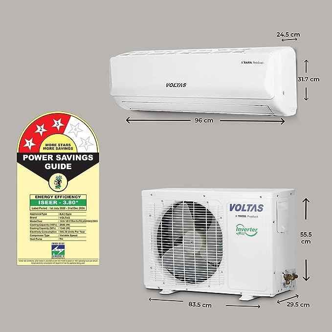 Optimal Cooling Performance: Voltas White 3-Star Split AC with Copper (2023)