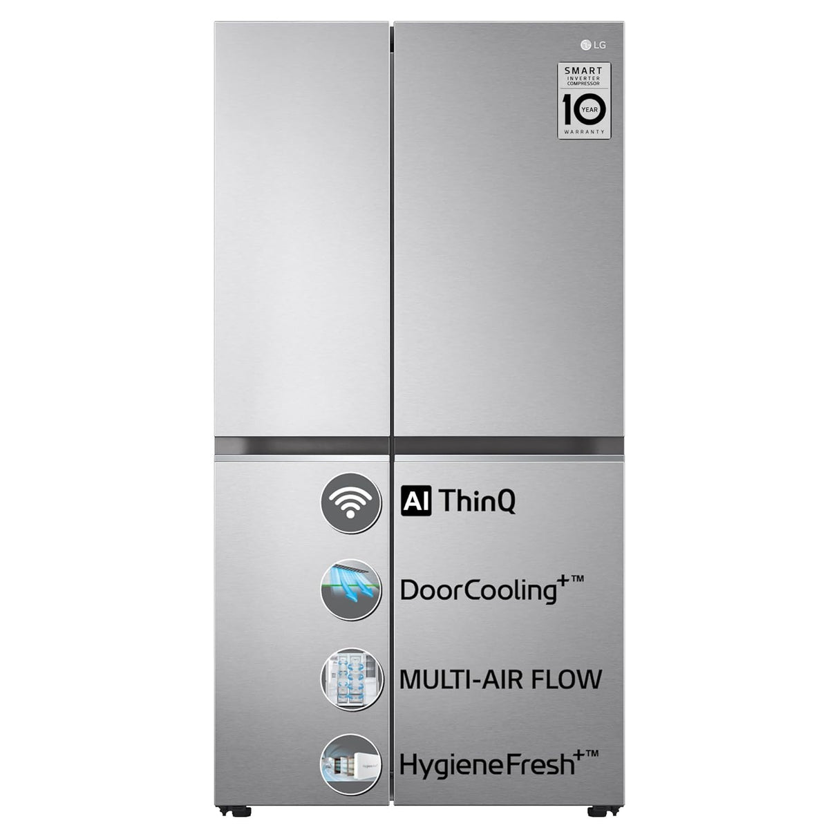 LG 833 L Frost Free Smart Inverter Compressor Wi-Fi Side-By-Side Refrigerator (GC-B307SSVL, Noble Steel 2, Door Cooling+ | Hygiene Fresh+)