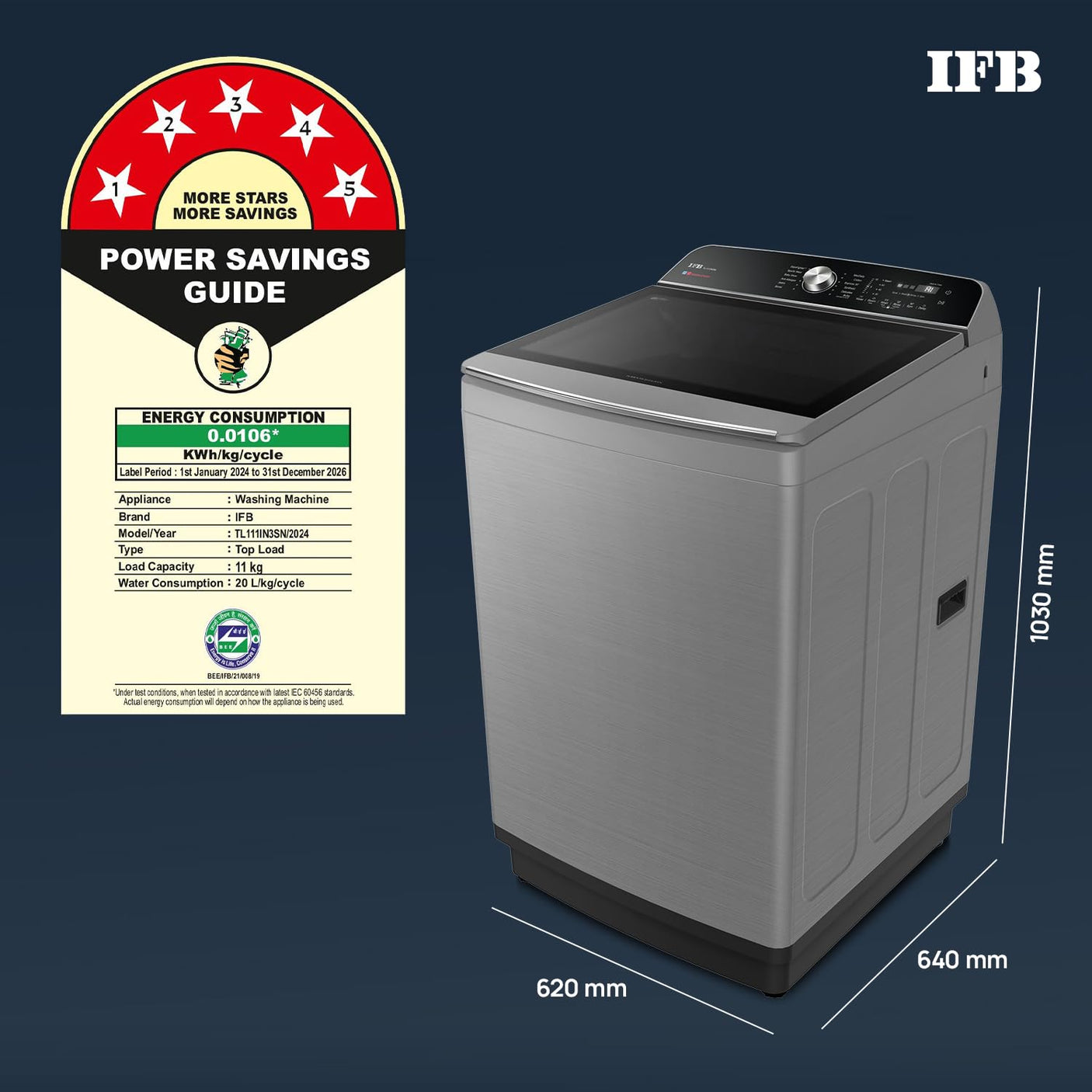 IFB 11 Kg 5 Star with DeepClean® Technology, AI Powered, Fully Automatic Top Load Washing Machine (2025 Model, TL111IN3SN, PowerSteam®, Inbuilt Heater, 5D Wash, Aqua Energie, Inox)