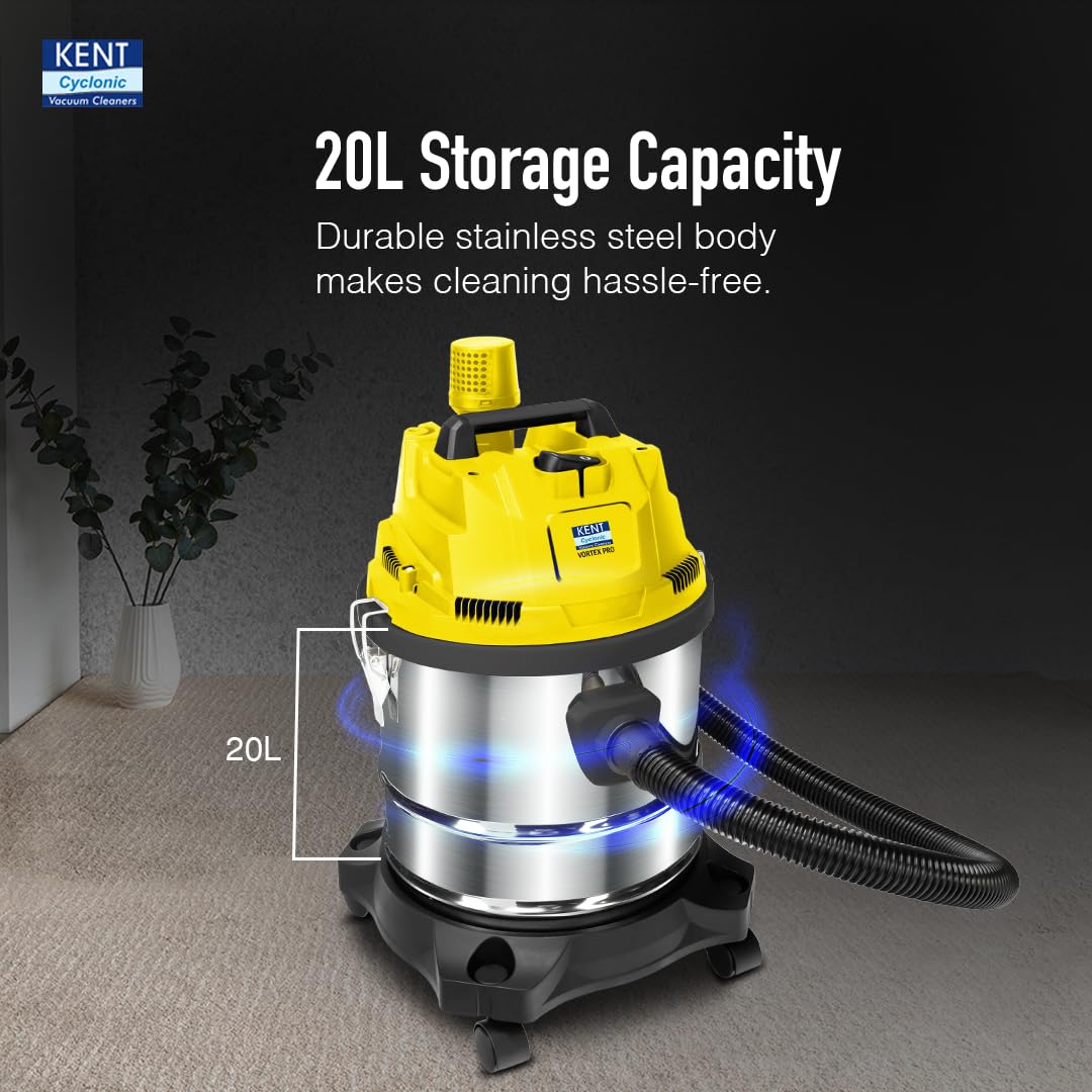 KENT KSL-612 1200W Wet & Dry Vacuum Cleaner with Blower Function (High Power Motor, Metallic Silver)