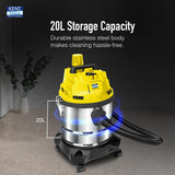 KENT KSL-612 1200W Wet & Dry Vacuum Cleaner with Blower Function (High Power Motor, Metallic Silver)