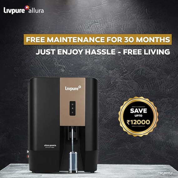 Livpure Allura Premia 7L RO + UV + UF Water Purifier with Super Sediment Filter (Black)