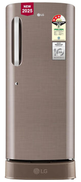 LG 224 L, 3 Star, Direct Cool Single Door Refrigerator (GL-D241AFSD, Fawn Steel, Base stand with drawer & Fast Ice Making)