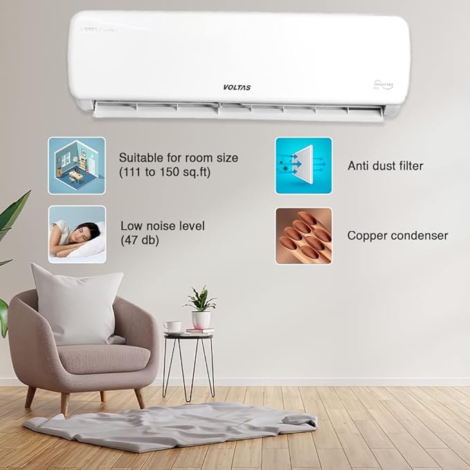 Best Air Conditioner: Voltas 1.5 Ton 3-Star Inverter Split AC - 2023 Model, White