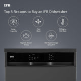 IFB 14 Place Setting 70 Degree Hot Wash Dishwasher (Neptune VX14, Grey)