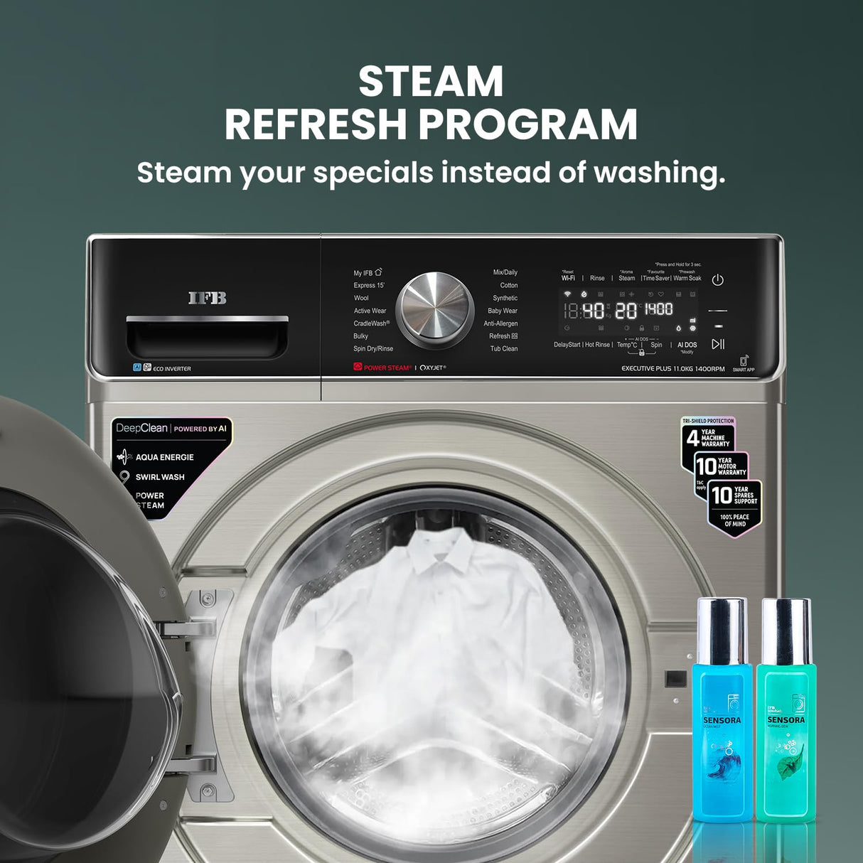 IFB 11 Kg 5-Star Fully Automatic Front Load Washing Machine | DeepClean®, AI DOS, WiFi, PowerSteam®, Oxyjet, Steam Refresh (EXECUTIVE PLUS VSG 1114)