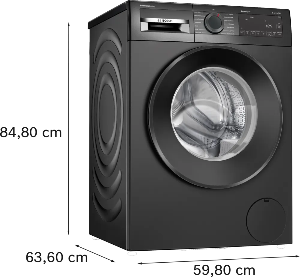 Bosch 9 Kg Fully Automatic Front Load Washing Machine | AI ACTIVE Water Plus, In-Built Heater, 5 Star, Cast Iron Grey | WGA242IRIN