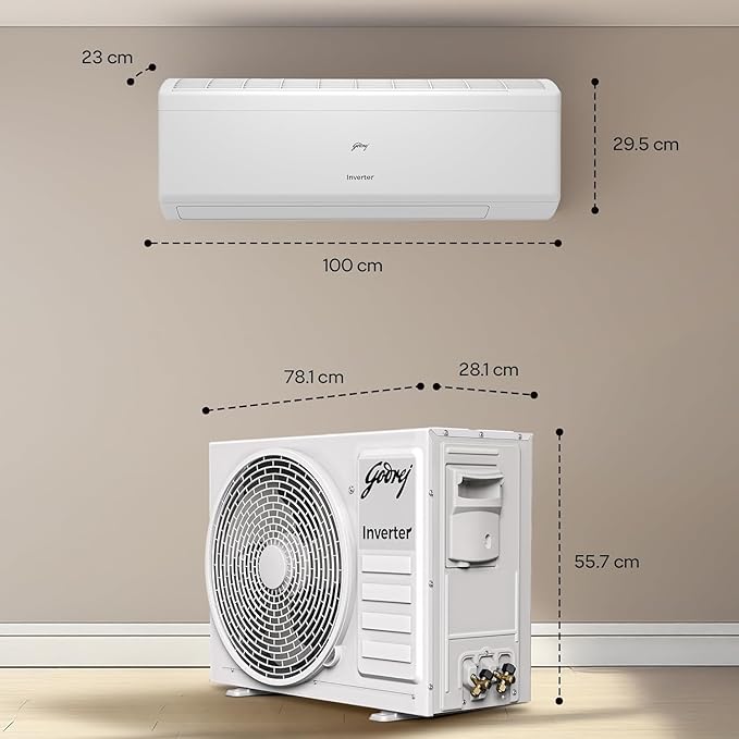 Godrej 2 Ton 3 Star, 5 Years Comprehensive Warranty, AI Powered, 5-In-1 Convertible Cooling, Self Clean Inverter Split AC (Copper, Heavy Duty Cooling At 52 °C, SIC 24ITC3 WZR/WZS, White)