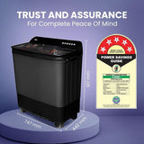 Haier 9 kg 5 Star (HTW90-178FL,Black)Toughened Glass & Vortex pulsator Semi Automatic Top Load