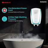 Havells Instanio 3L Instant Water Heater(Geyser)| Temp. Sensing LED Indicator| Rust & Shock Proof Body| ISI Marked|Warranty: 5 year on Inner Tank| High Rise Compatible (White Blue)