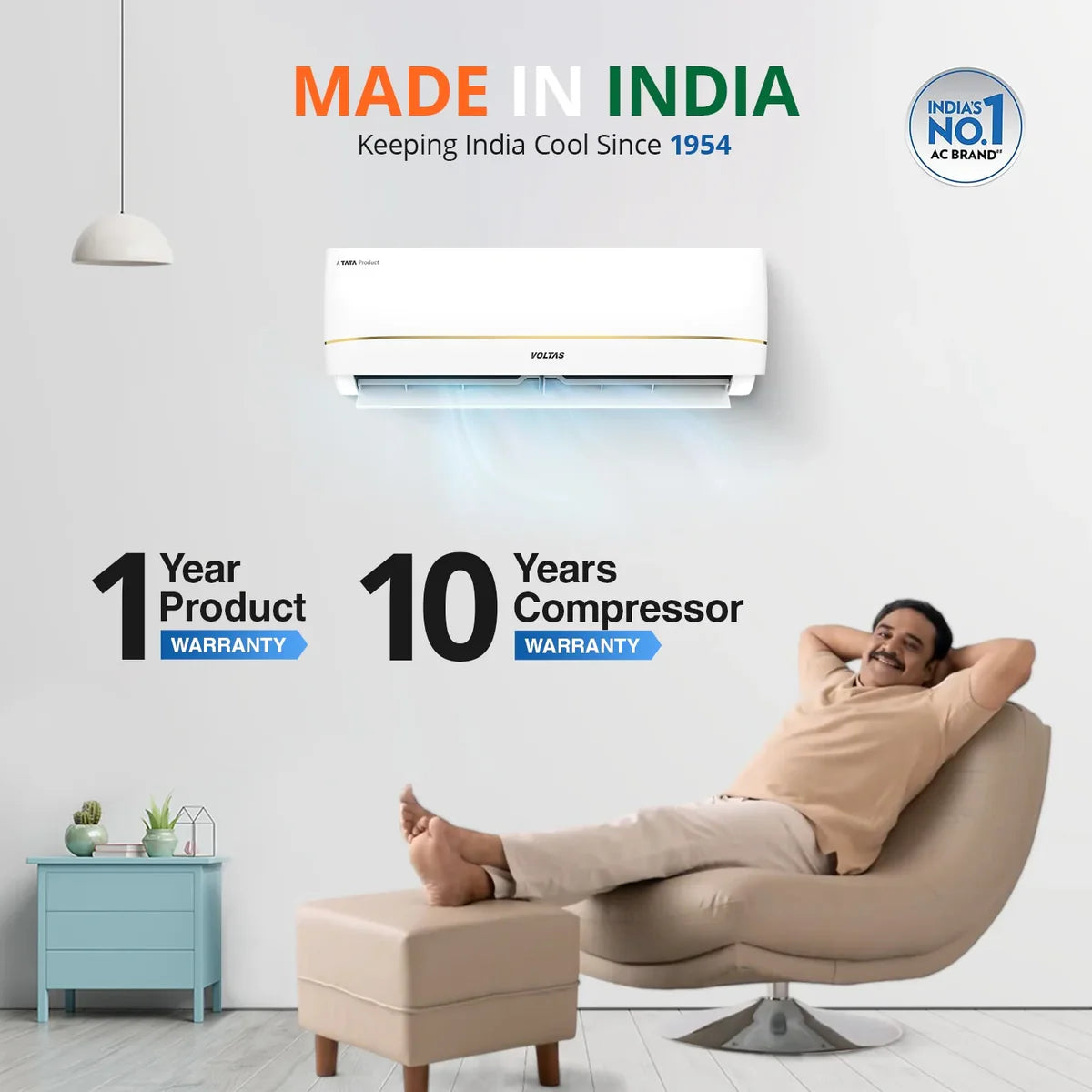 Voltas 183Inv Vertis Zenith Gold 2026 1.5 Ton 3 Star Inverter Split AC | Ice-Wash Technology | Turbo Cooling | Copper Condenser | R32 Refrigerant