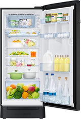 Samsung 215 L, 3 Star, Digital Inverter, Direct-Cool Single Door Refrigerator (RR23D2H23BX/HL, Lux Black, Base Stand Drawer)