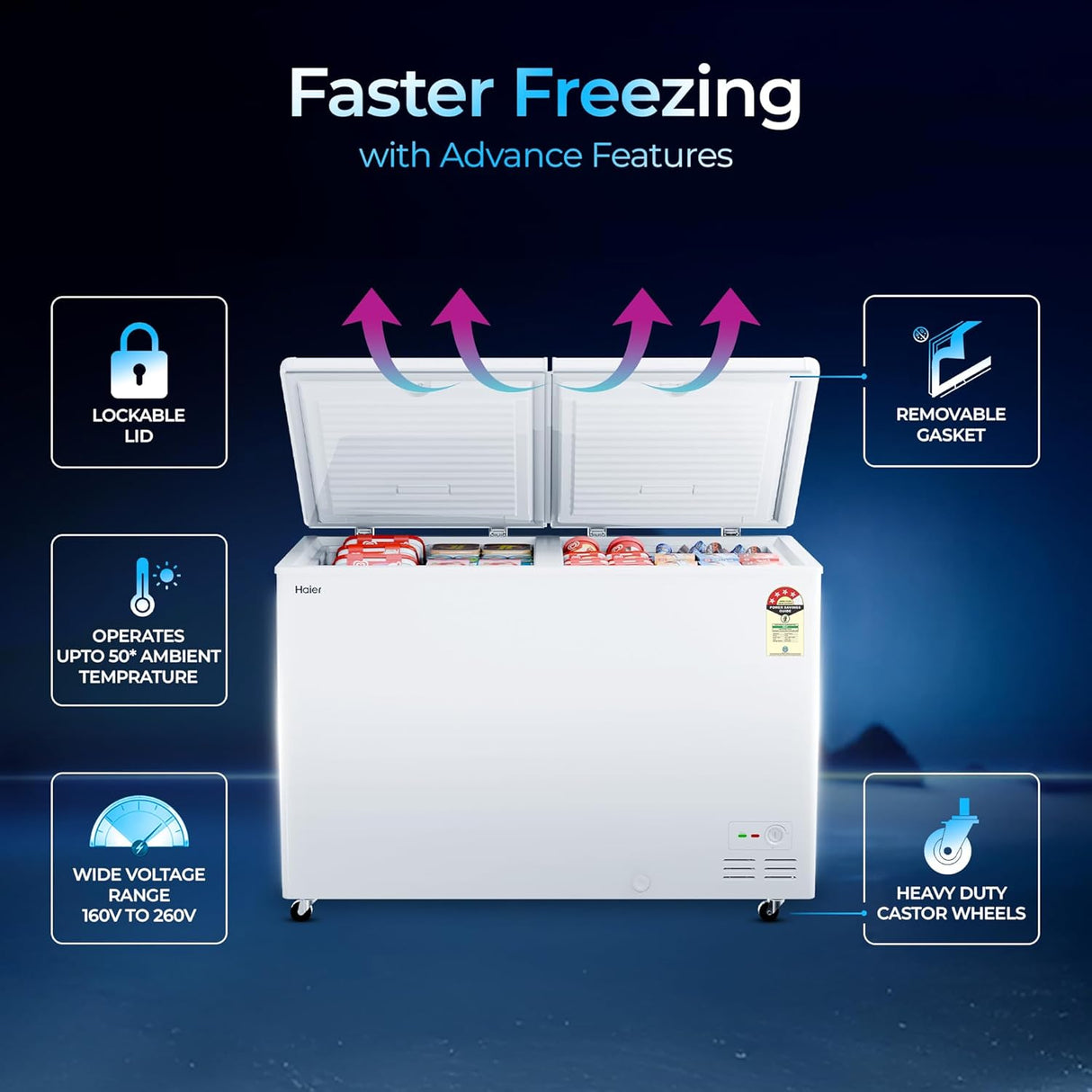 Haier HFC-320DPW4 Convertible Deep Freezer 310L with Metal Liner & Fast Cooling Technology