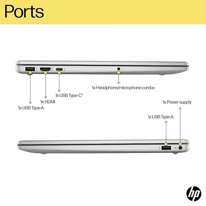 HP 15 fd0682TU Laptop (Intel Core 5 120U, 16GB RAM, 512GB SSD, 15.6” FHD Display, Windows 11 | MS Office 2024, Silver)