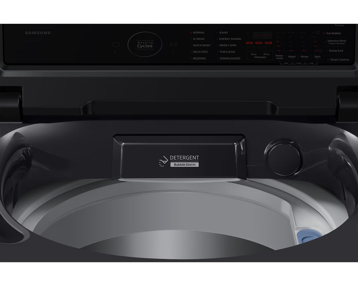 Samsung 8 kg 5 Star AI Ecobubble Fully Automatic Top Load Washing Machine with AI Wash, Wi-Fi, Soft Close Lid, Deep Charcoal (WA80F08E2C)