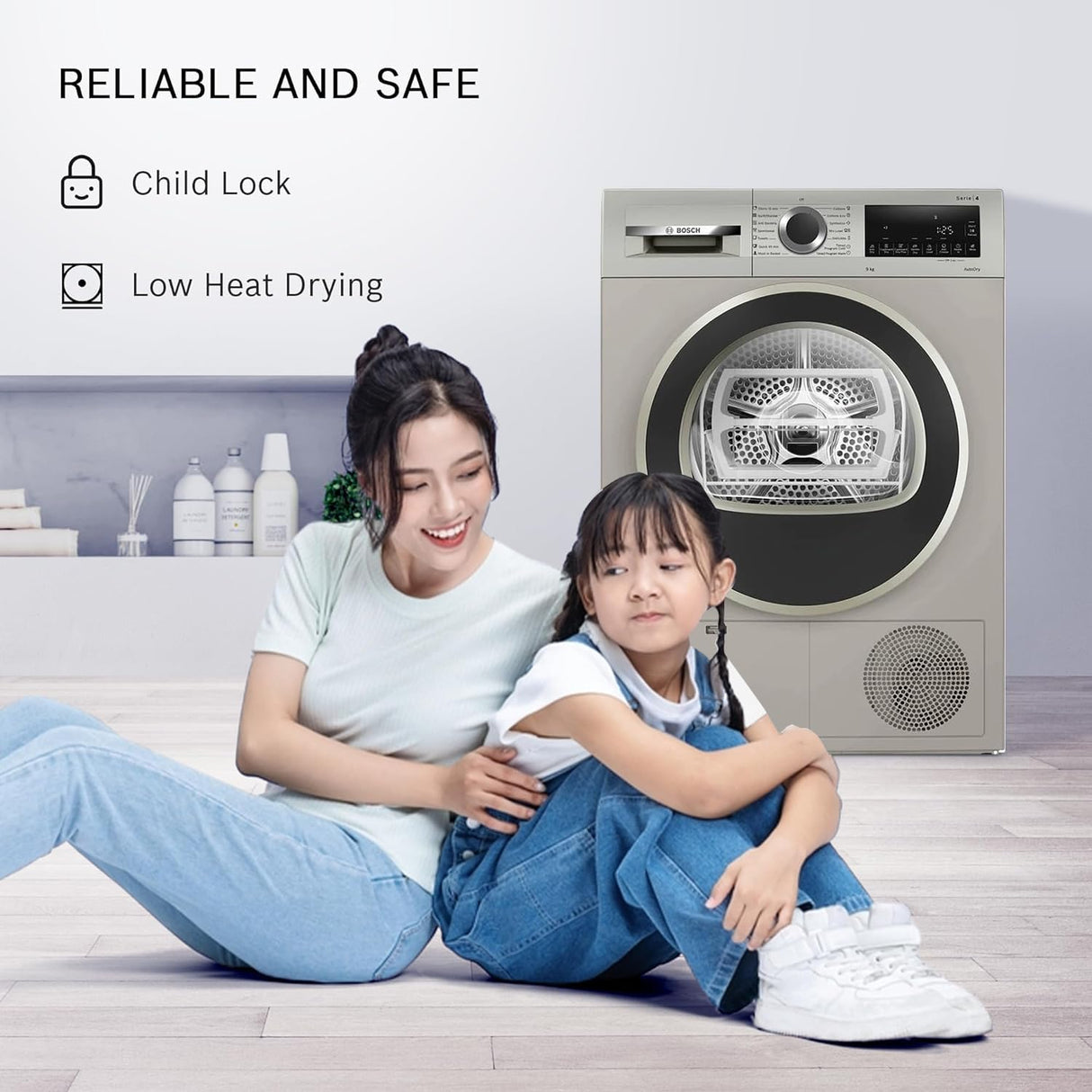 Bosch 9 kg Fully Automatic Front load Condenser Tumble Dryer (2024 Model, WPG24108IN, 5 Drying Options, 14 Programs, Allergy Plus, 100% Drying with 0% Effort, Inbuilt Heater, Silver)