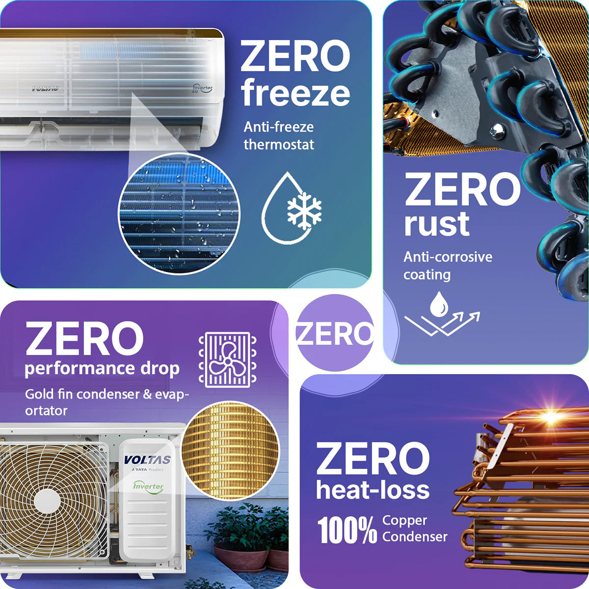 Voltas Vertis Elite Gold 1 Ton 3 Star Inverter Split Air Conditioner (Model: 123INV) | 6-Step Adjustable Mode | Turbo Cooling | Ice Wash Technology | High Ambient Cooling | Copper Condenser | 2026 Model