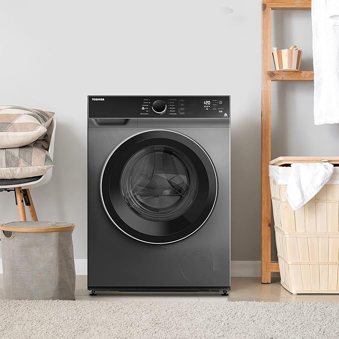 TOSHIBA 9 Kg Inverter Fully Automatic Front Loading Washing Dryer (‎TW-BJ100M4-IND(SK) Premium Silver)