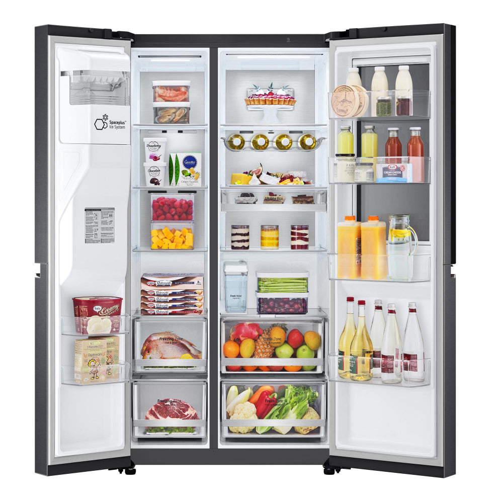 LG 630 L 3 Star Frost Free Side by Side Refrigerator, Matt Black, X257AMC3