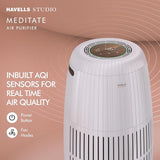 Havells Studio Meditate AP 250 Air purifier with SpaceTech Air Purification Technology | Remote Control with TiO2 module & Integrated H14 HEPA filter (Silver Satin)