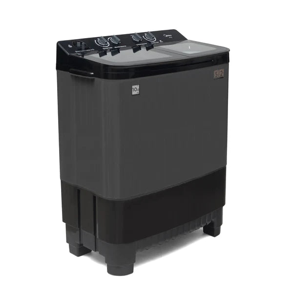 Midea MWMSA100GDX(KG) 10 Kg Semi Automatic Twin Tub Washer with Glass Lid (Black/Grey)