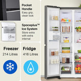 LG 630 L 3 Star Frost Free Side-by-Side Refrigerator with Door Cooling+, Hygiene Fresh+, Smart Inverter & Wi-Fi (GL-L257CMC3, Matt Black, Ice & Water Dispenser)