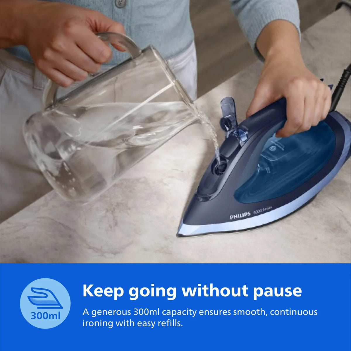Philips DST6120/20 2600W Premium Steam Iron: SteamGlide Advanced, 55g/min Steam Boost, OptimalTEMP