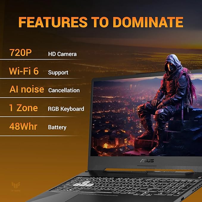 ASUS TUF A15 FA506NCQ Gaming Laptop (2026) | Ryzen 7 170, RTX 3050 4GB, 16GB RAM, 512GB SSD, 15.6” FHD Display, Win 11 + Office