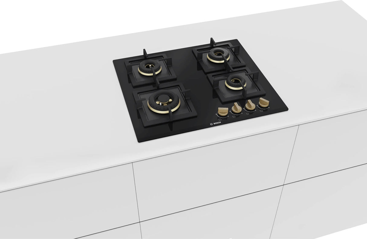 Bosch PNH6B6F20I 6-Burner Built-In Gas Hob: Toughened Glass Top, Flame Failure Device