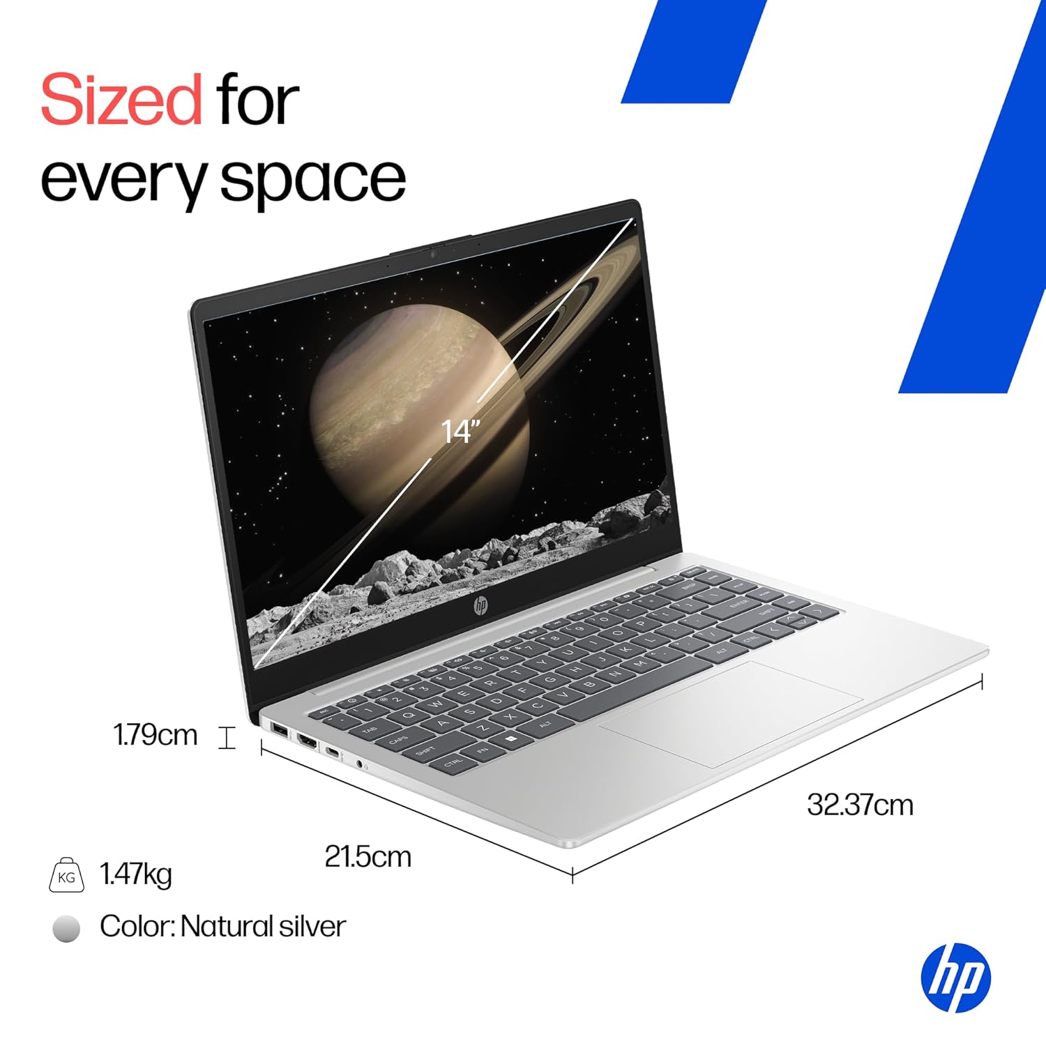 HP 14, AMD Ryzen 5 7530U (16GB DDR4, 512GB SSD) FHD, Anti-Glare