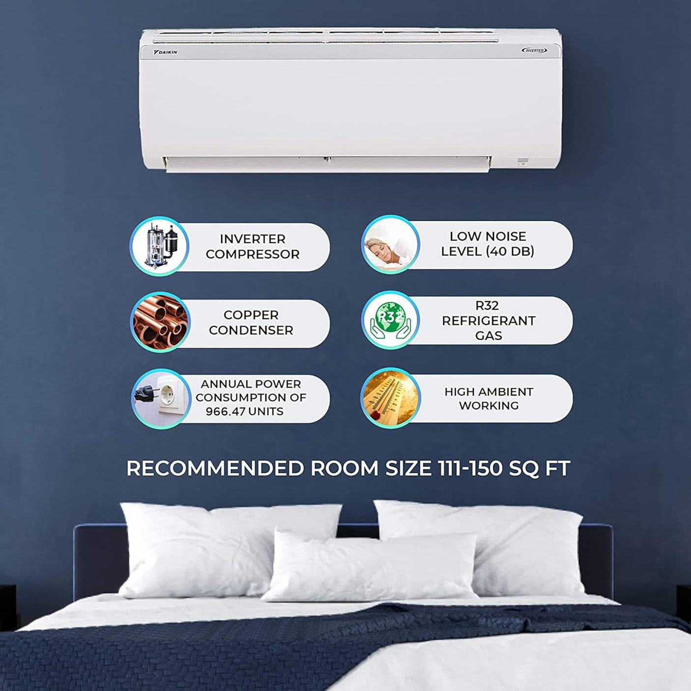 Daikin ATKL50UV16 1.5 Ton 3 Star Inverter Split AC (White)