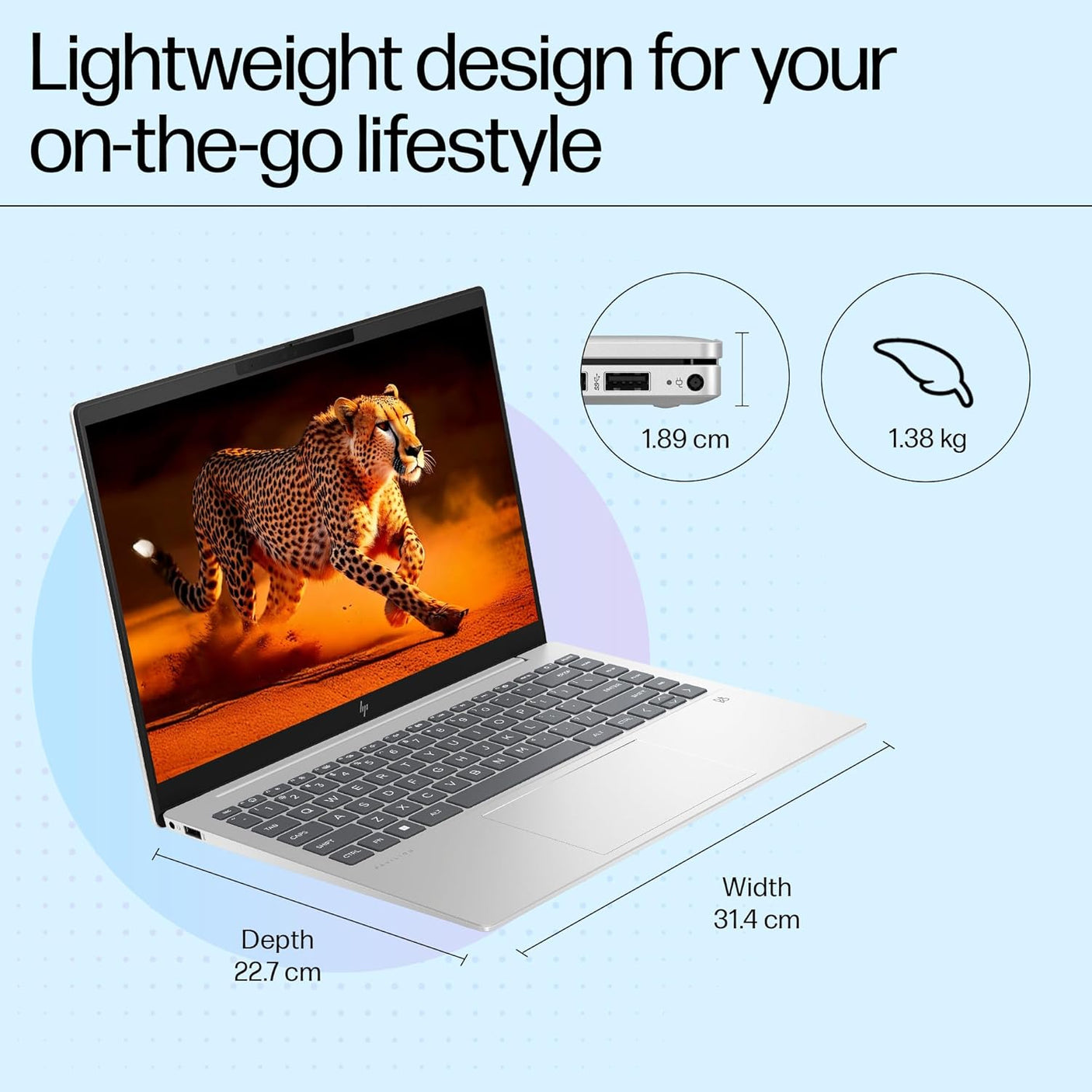 HP Pavilion Plus, 13th Gen Intel Core i5-1335U Laptop, (16GB LPDDR5x,512GB SSD),IPS, 300 nits, 14''(35.6cm) 2K,Win 11, M365 Basic(1yr), Office Home 24, Silver,1.38kg, 5MP Camera w/Shutter, EW0107TU